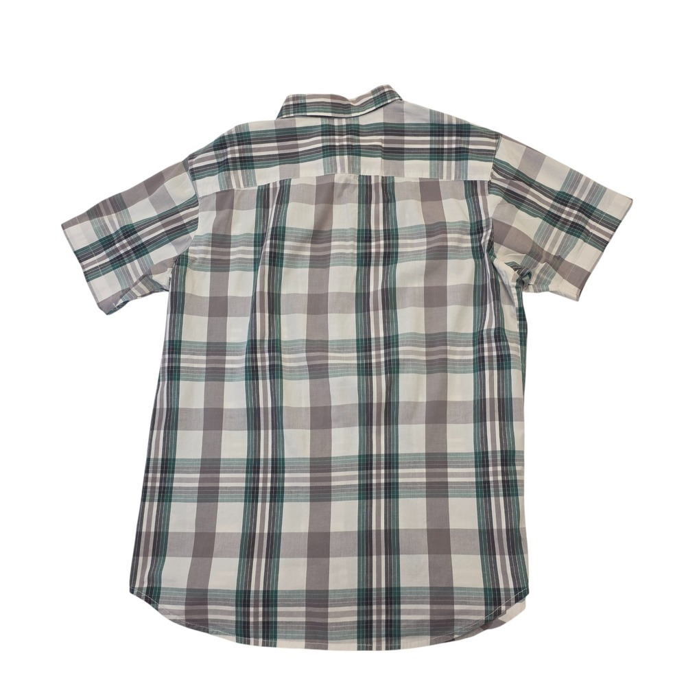 Columbia Mens Plaid Short Sleeve Button Down Shirt Regular Fit Green Gray - Picture 2 of 8